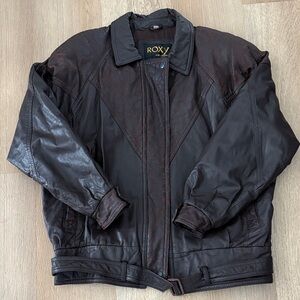 Roxy Dark Brown Genuine Leather Bomber Jacket